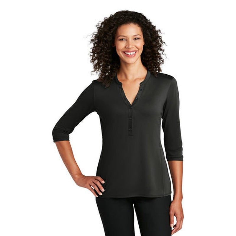 NEW SEI Ladies UV Choice Pique Henley - BLACK