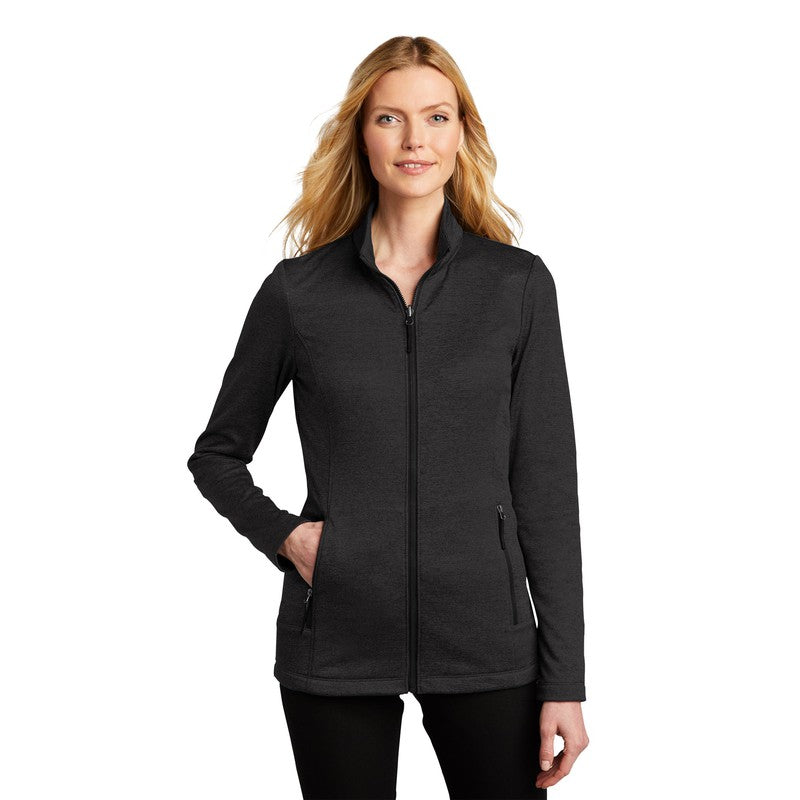 NEW SEI Ladies Collective Striated Fleece Jacket-Deep Black Heather