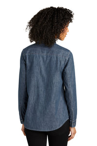 NEW - Port Authority® Ladies Long Sleeve Perfect Denim Shirt - Medium Wash