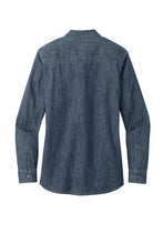 Load image into Gallery viewer, NEW - Port Authority® Ladies Long Sleeve Perfect Denim Shirt - Medium Wash
