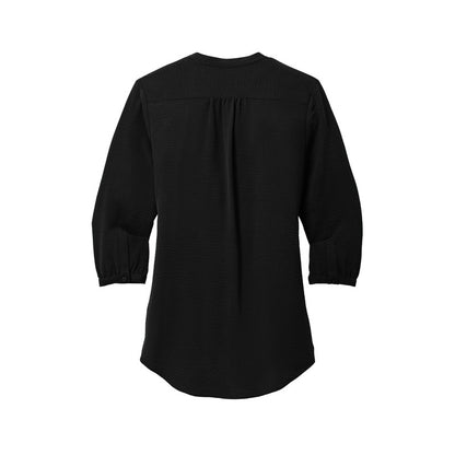 NEW SEI Port Authority® Ladies 3/4-Sleeve Textured Crepe Tunic - Deep Black