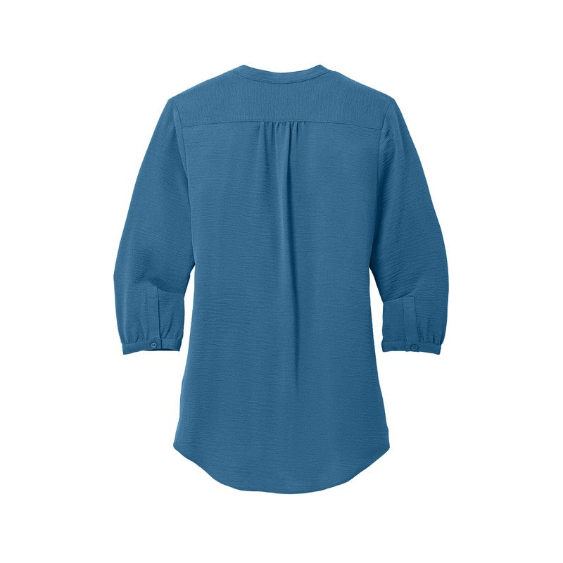 NEW SEI Port Authority® Ladies 3/4-Sleeve Textured Crepe Tunic - Aegean Blue