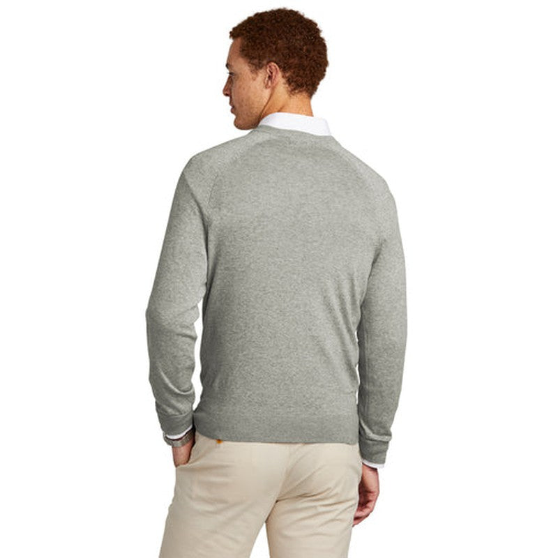 NEW - Brooks Brothers® Cotton Stretch V-Neck Sweater - Light Shadow Grey Heather