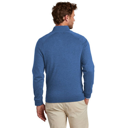 NEW - Brooks Brothers® Cotton Stretch 1/4-Zip Sweater - Charter Blue Heather