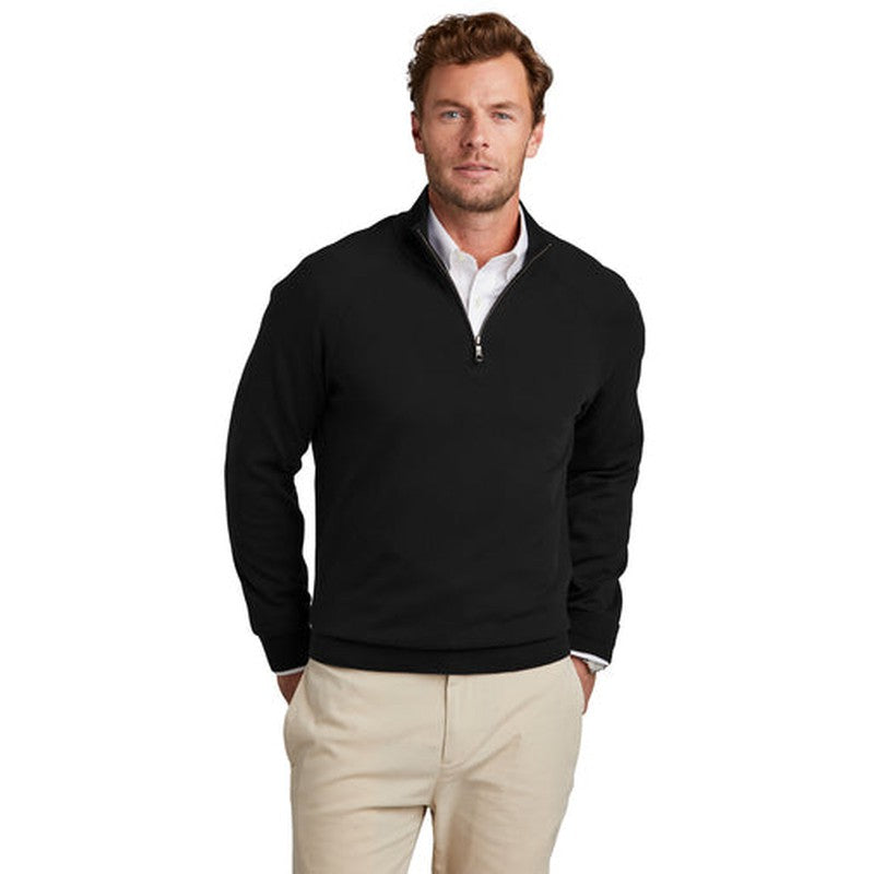 NEW - Brooks Brothers® Cotton Stretch 1/4-Zip Sweater - Deep Black