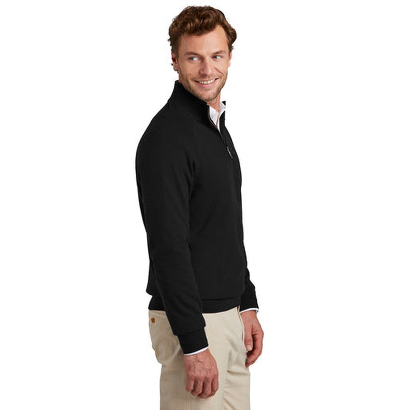 NEW - Brooks Brothers® Cotton Stretch 1/4-Zip Sweater - Deep Black