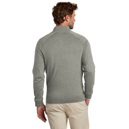 NEW - Brooks Brothers® Cotton Stretch 1/4-Zip Sweater - Light Shadow Grey Heather