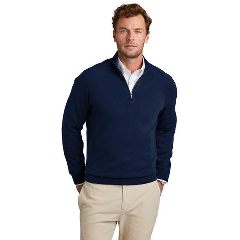 NEW - Brooks Brothers® Cotton Stretch 1/4-Zip Sweater - Navy Blazer