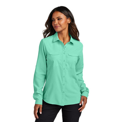 NEW - Port Authority® Ladies Long Sleeve UV Daybreak Shirt - Bright Seafoam