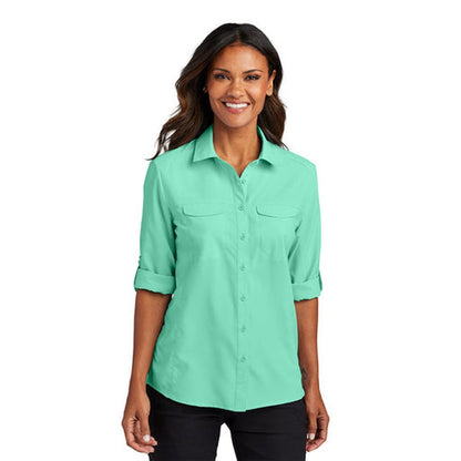 NEW - Port Authority® Ladies Long Sleeve UV Daybreak Shirt - Bright Seafoam