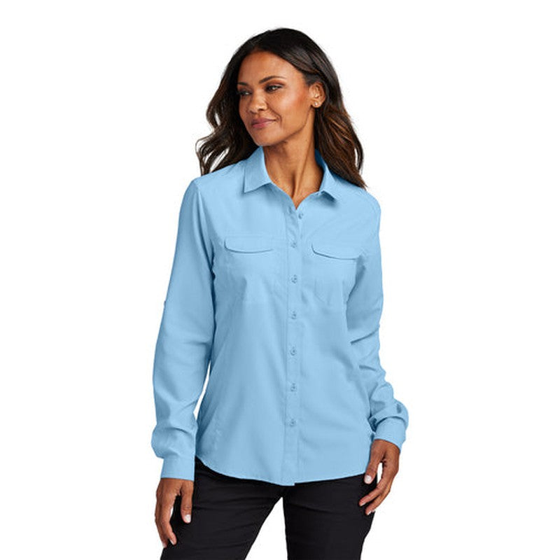 NEW - Port Authority® Ladies Long Sleeve UV Daybreak Shirt - Light Blue