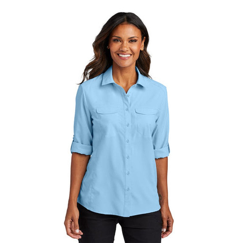 NEW - Port Authority® Ladies Long Sleeve UV Daybreak Shirt - Light Blue