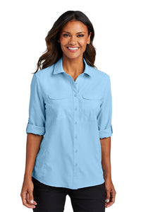 NEW - Port Authority® Ladies Long Sleeve UV Daybreak Shirt - Light Blue