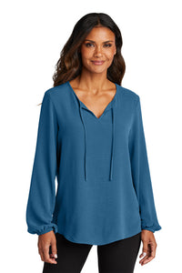 NEW - Port Authority® Ladies Textured Crepe Blouse - Aegean Blue