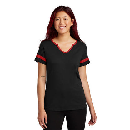 NEW SEI Sport-Tek® Ladies Halftime Notch Neck Tee Black/Deep Red