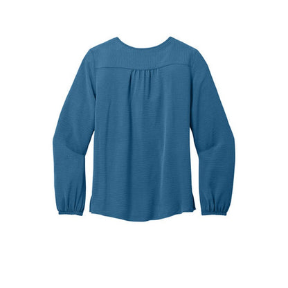 NEW - Port Authority® Ladies Textured Crepe Blouse - Aegean Blue