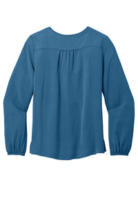 NEW - Port Authority® Ladies Textured Crepe Blouse - Aegean Blue