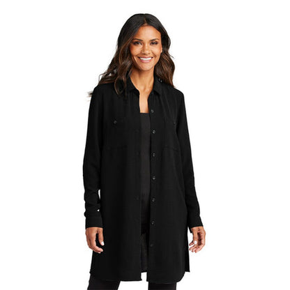 NEW SEI Port Authority® Ladies Textured Crepe Long Tunic - Deep Black