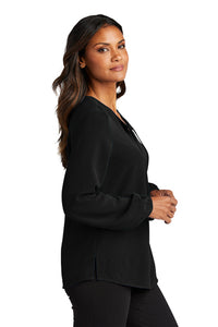 NEW - Port Authority® Ladies Textured Crepe Blouse - Deep Black