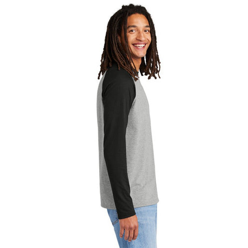 NEW SEI Allmade® Unisex Tri-Blend Long Sleeve Colorblock Raglan Deep Black/Aluminum Grey