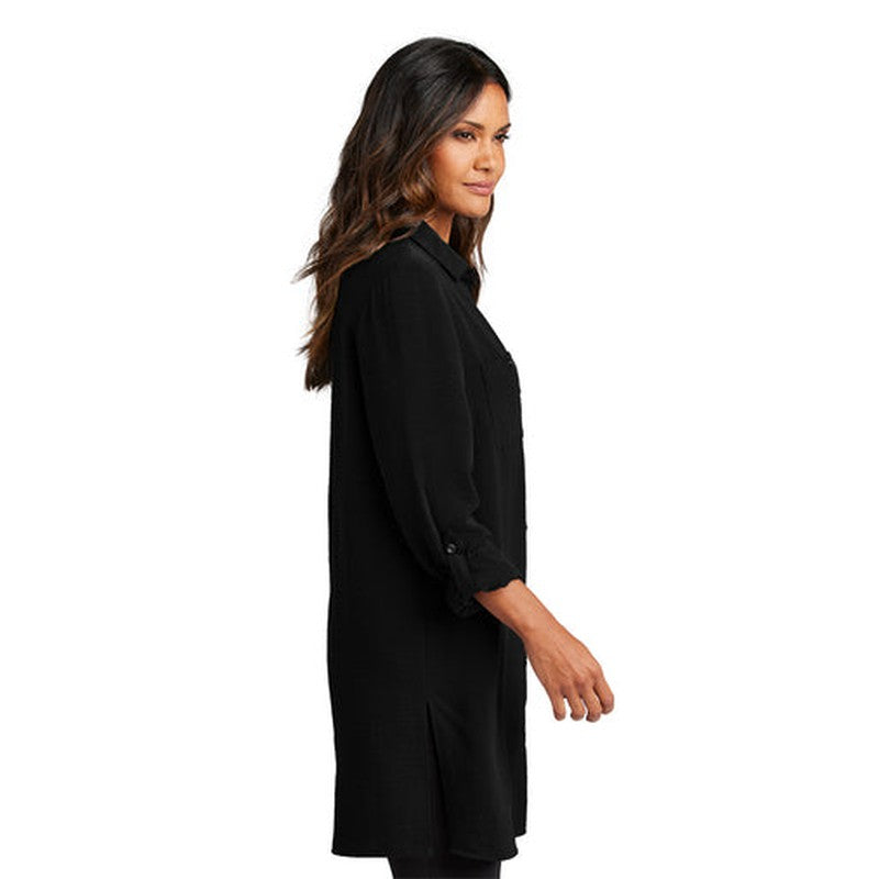 NEW SEI Port Authority® Ladies Textured Crepe Long Tunic - Deep Black