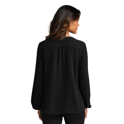 NEW - Port Authority® Ladies Textured Crepe Blouse - Deep Black