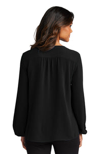 NEW - Port Authority® Ladies Textured Crepe Blouse - Deep Black