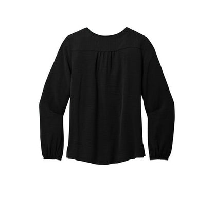 NEW - Port Authority® Ladies Textured Crepe Blouse - Deep Black