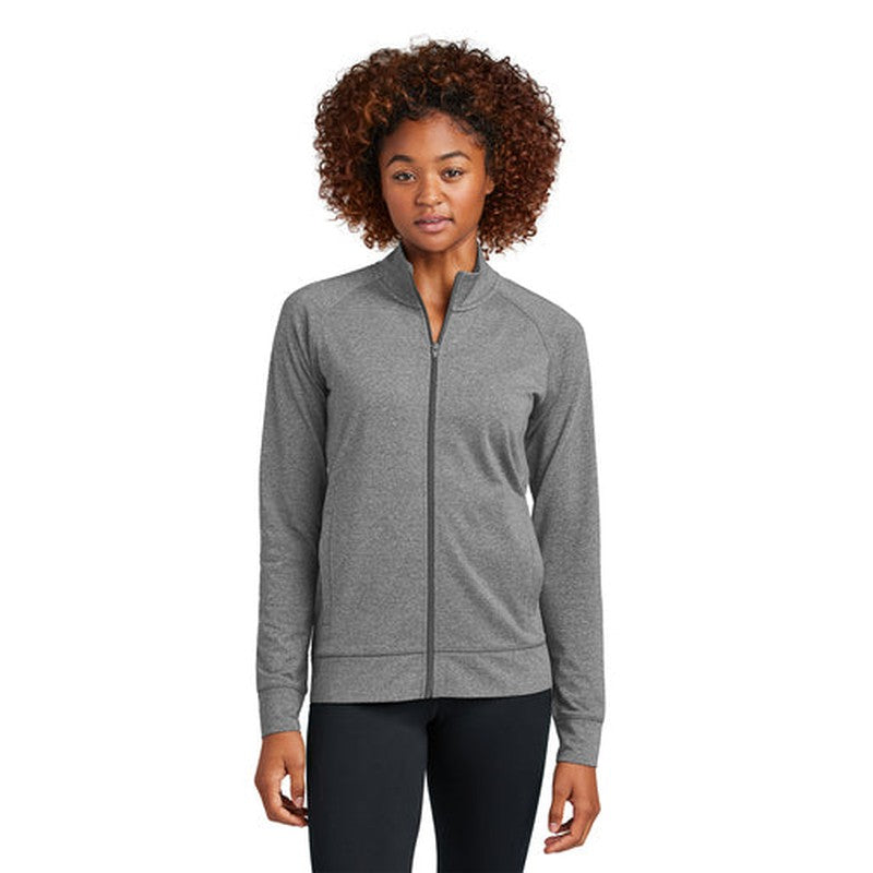 NEW SEI Sport-Tek® Ladies Sport-Wick® Stretch Full-Zip Cadet Jacket - Charcoal Grey Heather