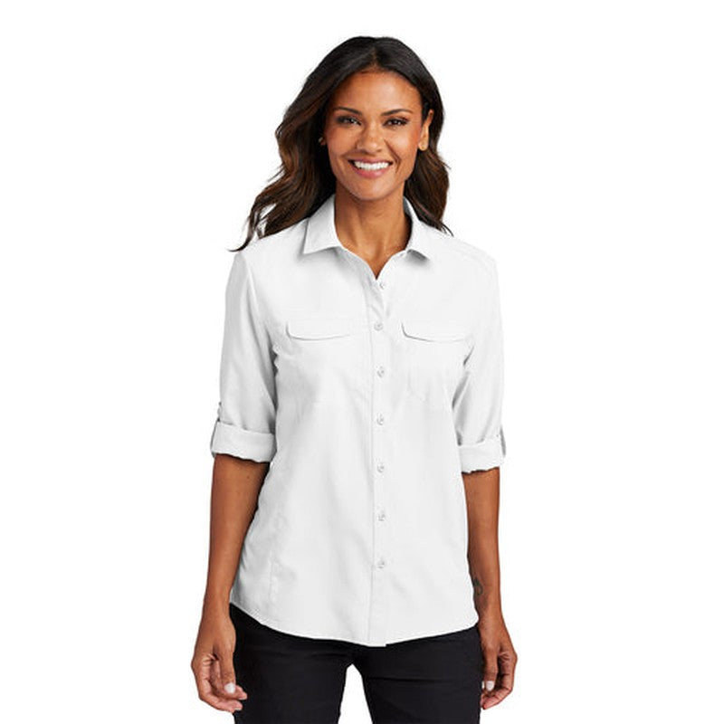 NEW - Port Authority® Ladies Long Sleeve UV Daybreak Shirt - White