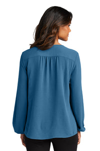 NEW - Port Authority® Ladies Textured Crepe Blouse - Aegean Blue