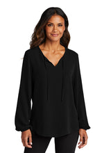 Load image into Gallery viewer, NEW - Port Authority® Ladies Textured Crepe Blouse - Deep Black
