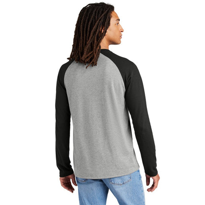 NEW SEI Allmade® Unisex Tri-Blend Long Sleeve Colorblock Raglan Deep Black/Aluminum Grey