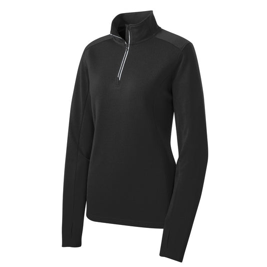 Ladies Sport-Wick® Textured 1/4-Zip Pullover- - BLACK