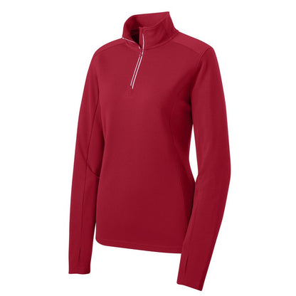 Ladies Sport-Wick® Textured 1/4-Zip Pullover - RED