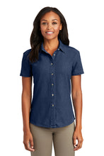 Load image into Gallery viewer, NEW - Port &amp; Company® - Ladies Short Sleeve Value Denim Shirt - Ink Blue
