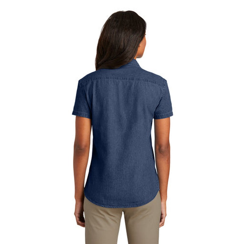 NEW - Port & Company® - Ladies Short Sleeve Value Denim Shirt - Ink Blue