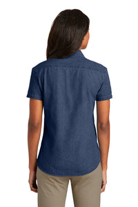 NEW - Port & Company® - Ladies Short Sleeve Value Denim Shirt - Ink Blue