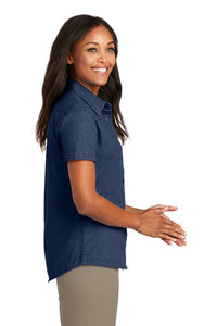 NEW - Port & Company® - Ladies Short Sleeve Value Denim Shirt - Ink Blue