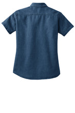 Load image into Gallery viewer, NEW - Port &amp; Company® - Ladies Short Sleeve Value Denim Shirt - Ink Blue
