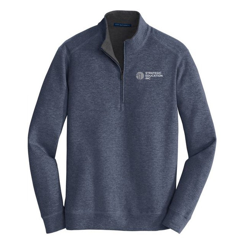 SEI Port Authority® Interlock 1/4-Zip - Estate Blue Heather/ Charcoal Heather