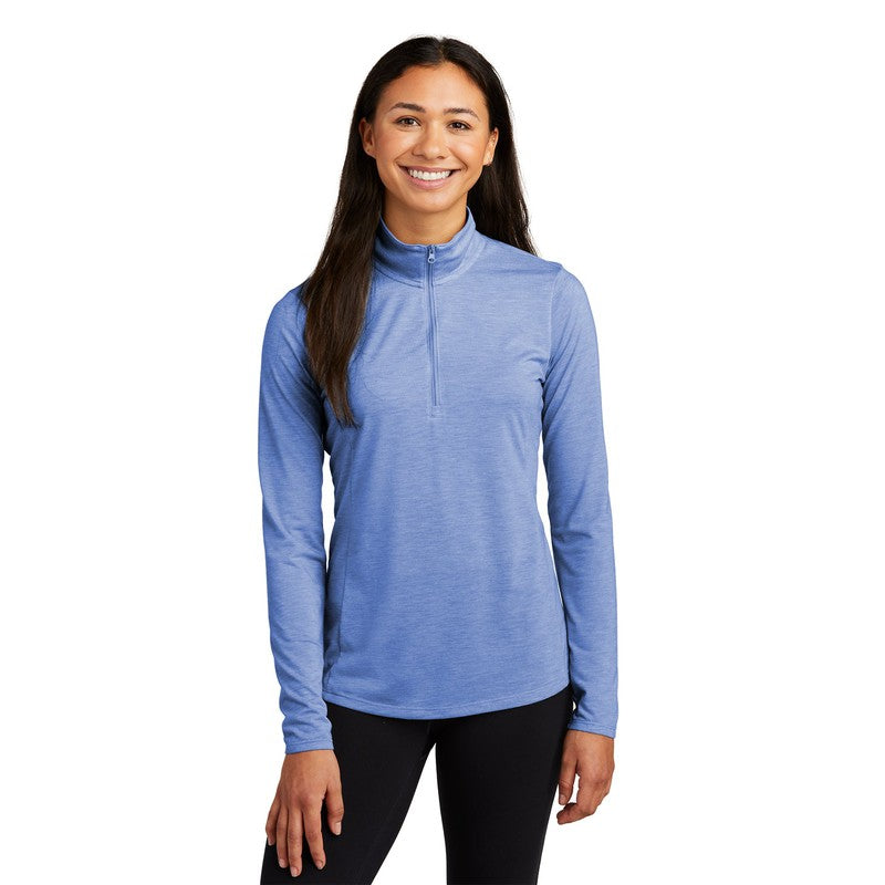 NEW SEI - Sport-Tek Ladies PosiCharge Tri-Blend Wicking 1/4-Zip Pullover - True Royal Heather