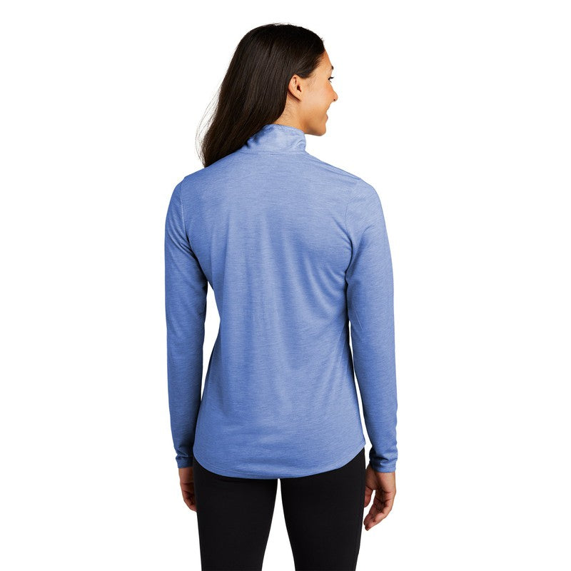 NEW SEI - Sport-Tek Ladies PosiCharge Tri-Blend Wicking 1/4-Zip Pullover - True Royal Heather