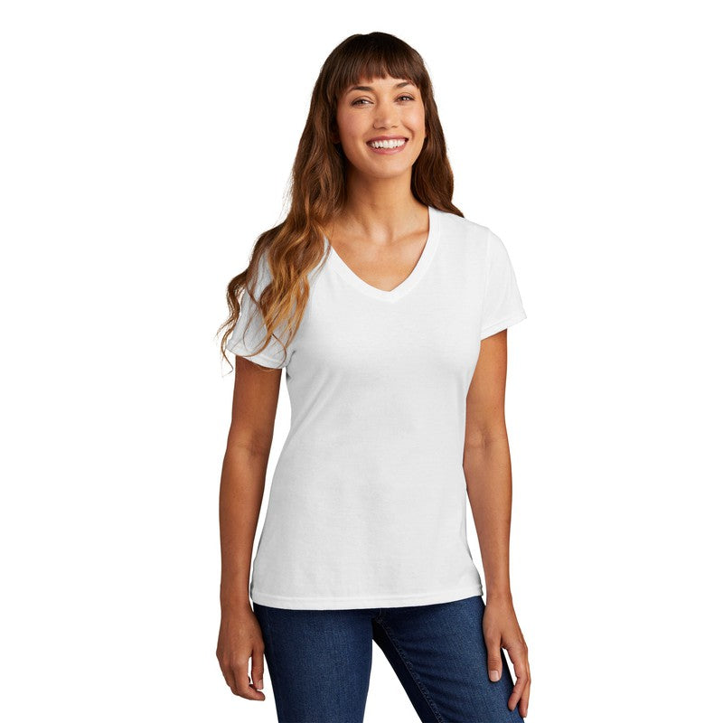 NEW SEI - Port & Company Ladies Fan Favorite Blend V-Neck Tee - White