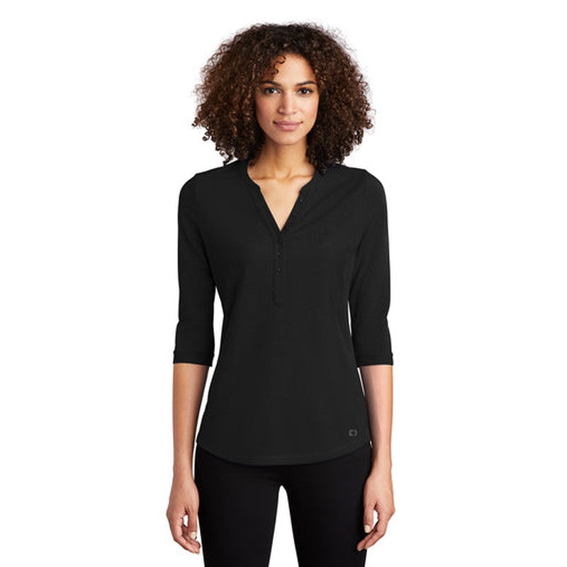 NEW - OGIO ® Ladies Jewel Henley - Blacktop