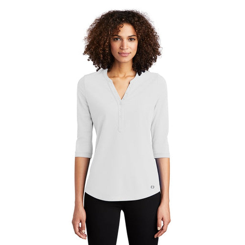 NEW - OGIO ® Ladies Jewel Henley - Bright White