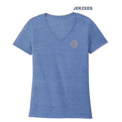 NEW SEI-JERZEES ® Ladies Snow Heather Jersey V-Neck T-Shirt-Royal