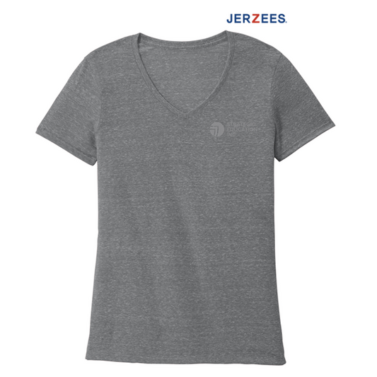 NEW SEI-JERZEES ® Ladies Snow Heather Jersey V-Neck T-Shirt-Charcoal