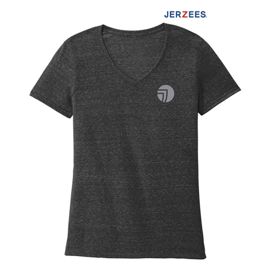 NEW SEI-JERZEES ® Ladies Snow Heather Jersey V-Neck T-Shirt-Black Ink