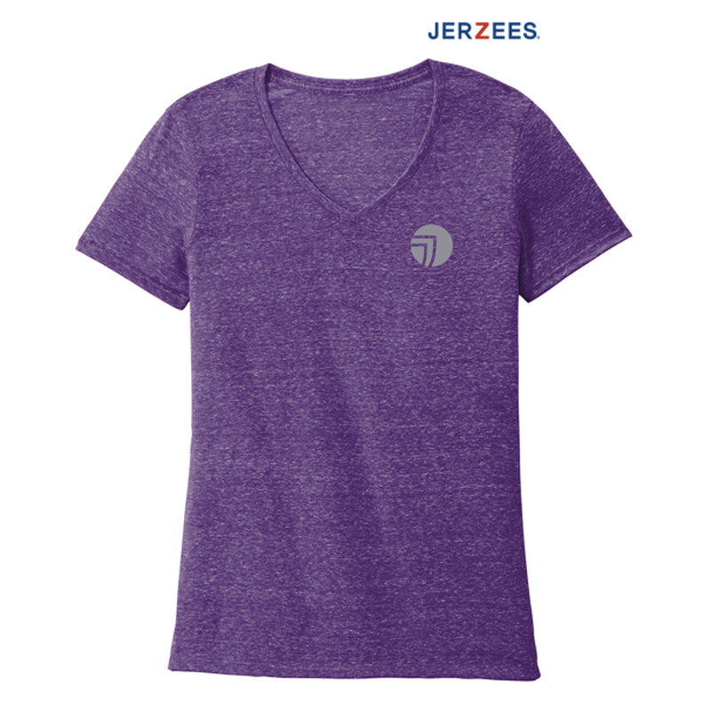 NEW SEI-JERZEES ® Ladies Snow Heather Jersey V-Neck T-Shirt-Purple